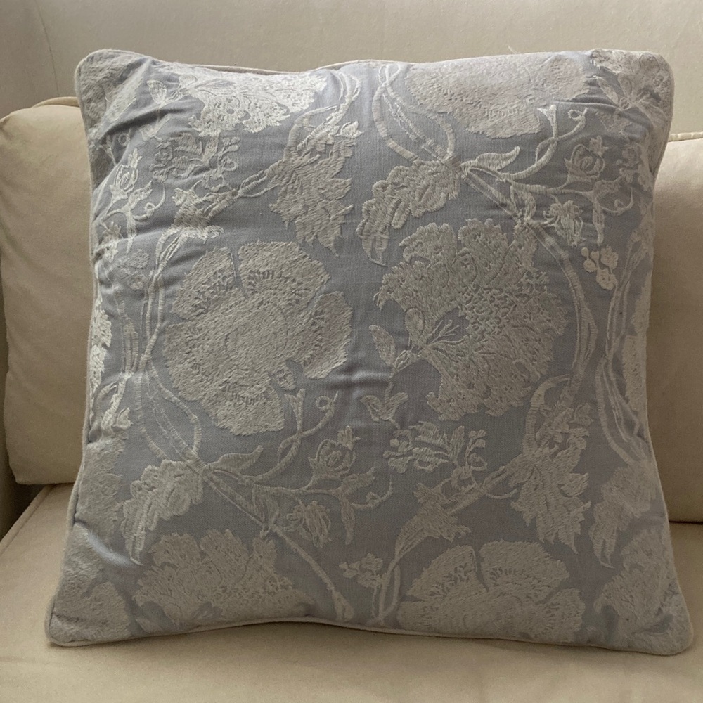 Elegant Gray Floral Throw Pillow